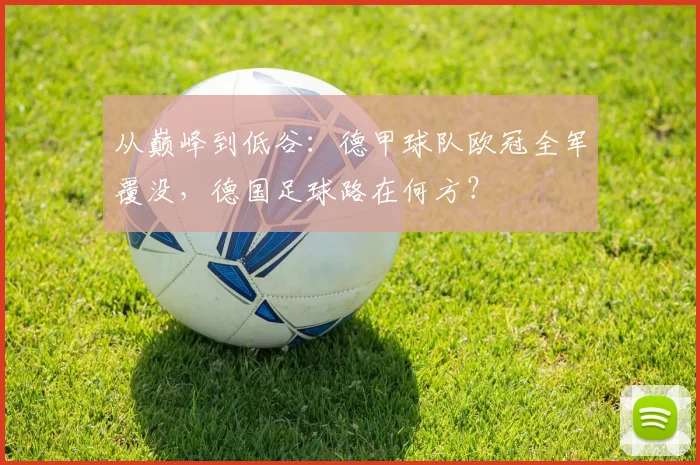 从巅峰到低谷：德甲球队欧冠全军覆没，德国足球路在何方？